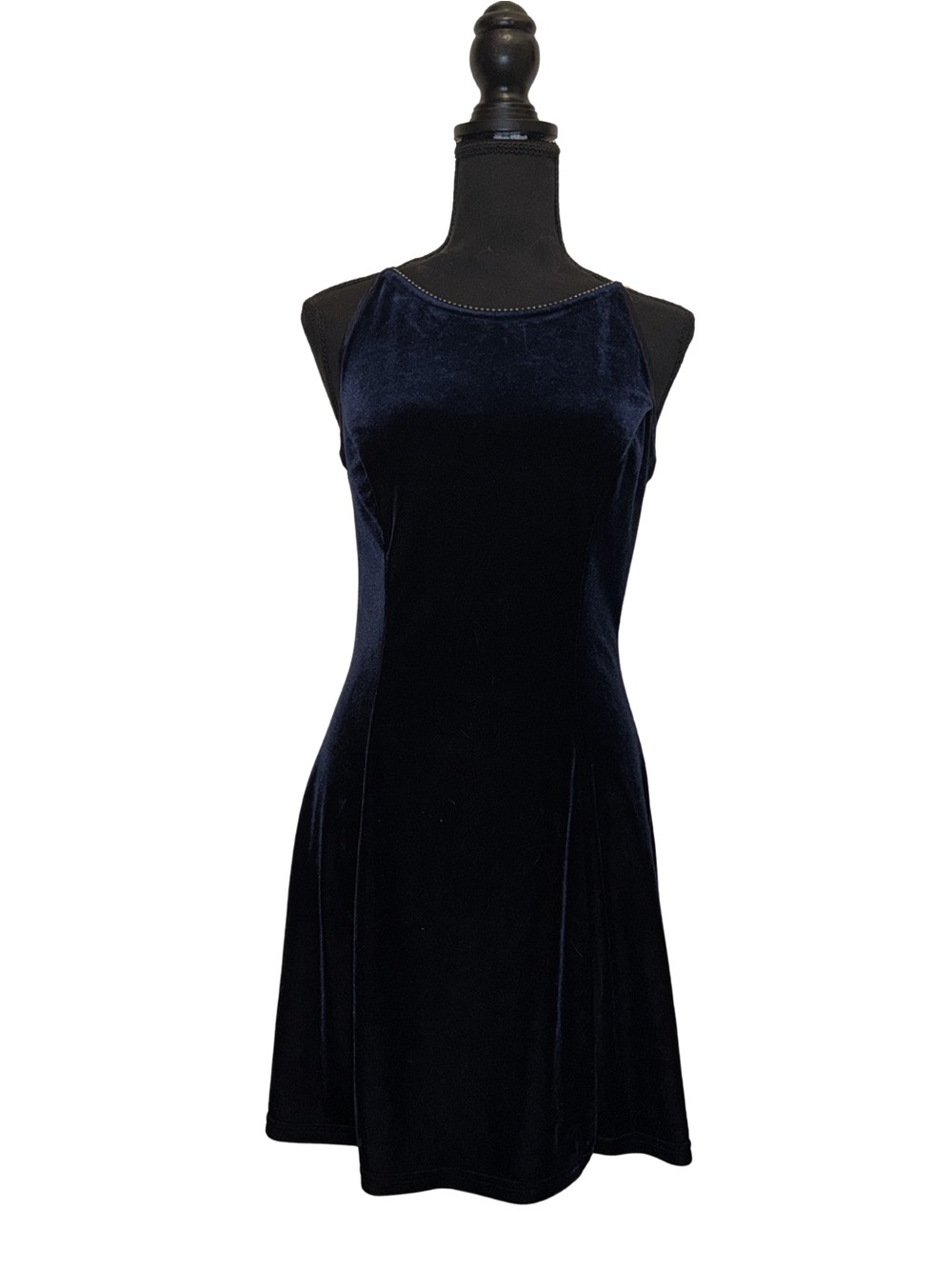 Vintage 90’s Jessica McClintock Gunne Sax Navy Velvet Mini Dress